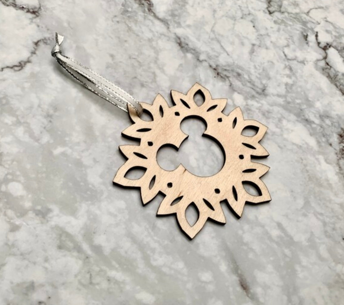 Hidden Mouse Cut Out Snowflake Christmas Ornament