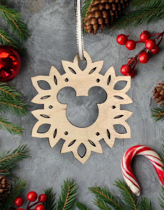 Hidden Mouse Cut Out Snowflake Christmas Ornament