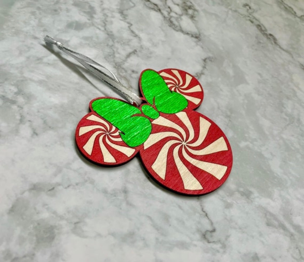 Candycane Mrs. Mouse Christmas Ornament